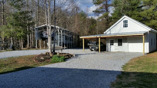 Two Vehicle, Board & Batten Modular Garage w/ Full Loft