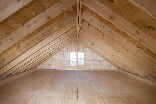 Two Vehicle, Board & Batten Modular Garage w/ Full Loft