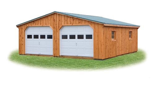 Two Vehicle, Board & Batten Modular Garage