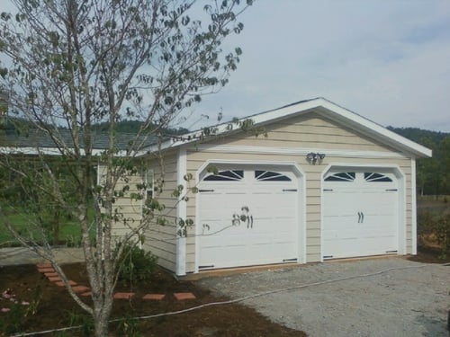 Two Vehicle, Board & Batten Modular Garage