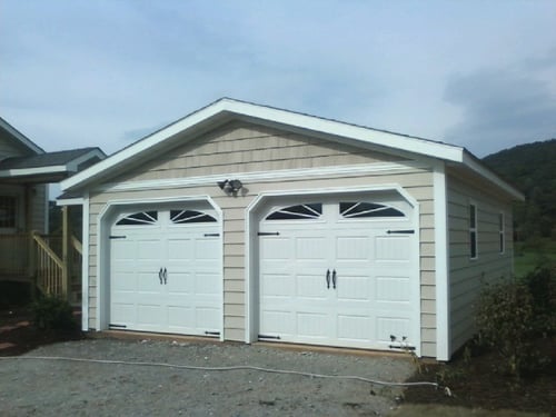 Two Vehicle, Board & Batten Modular Garage