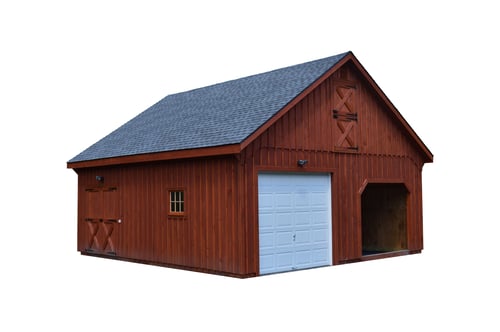 Two Vehicle, Board & Batten Modular Garage w/ Full Loft